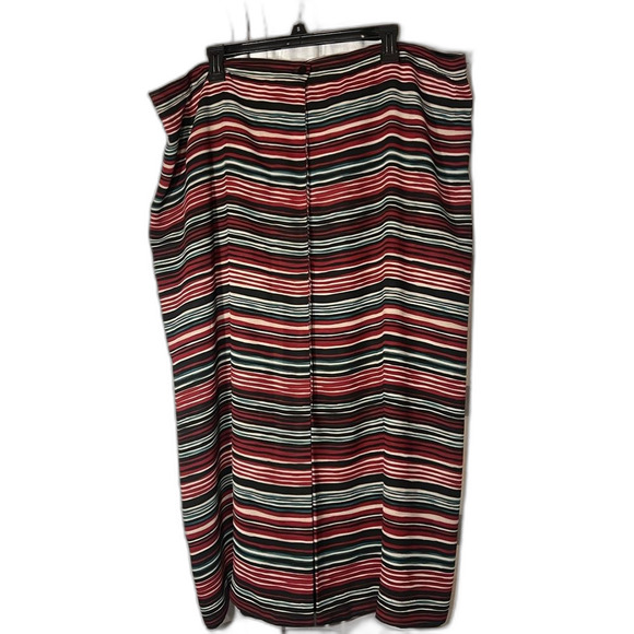 Chaus striped skirt front kick pleat button front size 14 lined - Picture 1 of 6